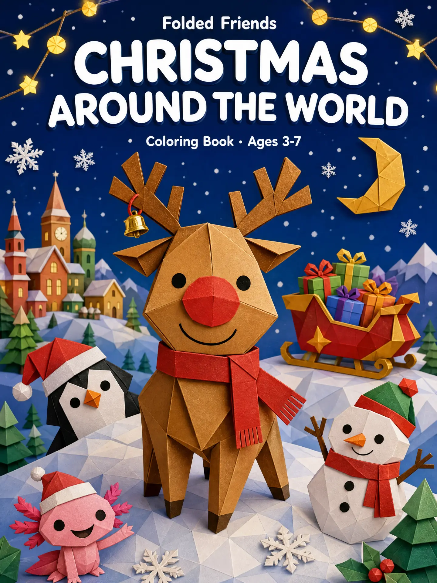 Folded Friends Christmas Around the World coloring book cover