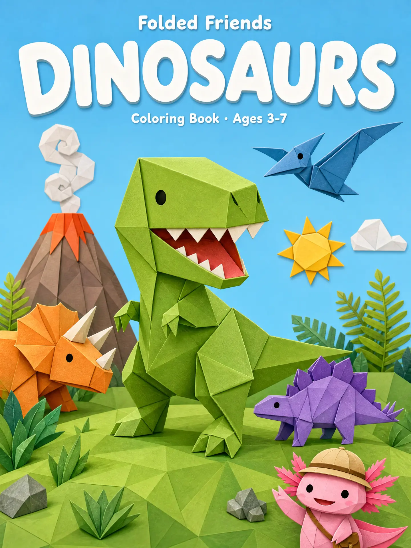 Folded Friends Dinosaurs coloring book cover